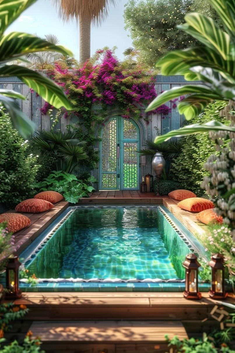 11. Moroccan-Inspired Pool Decor