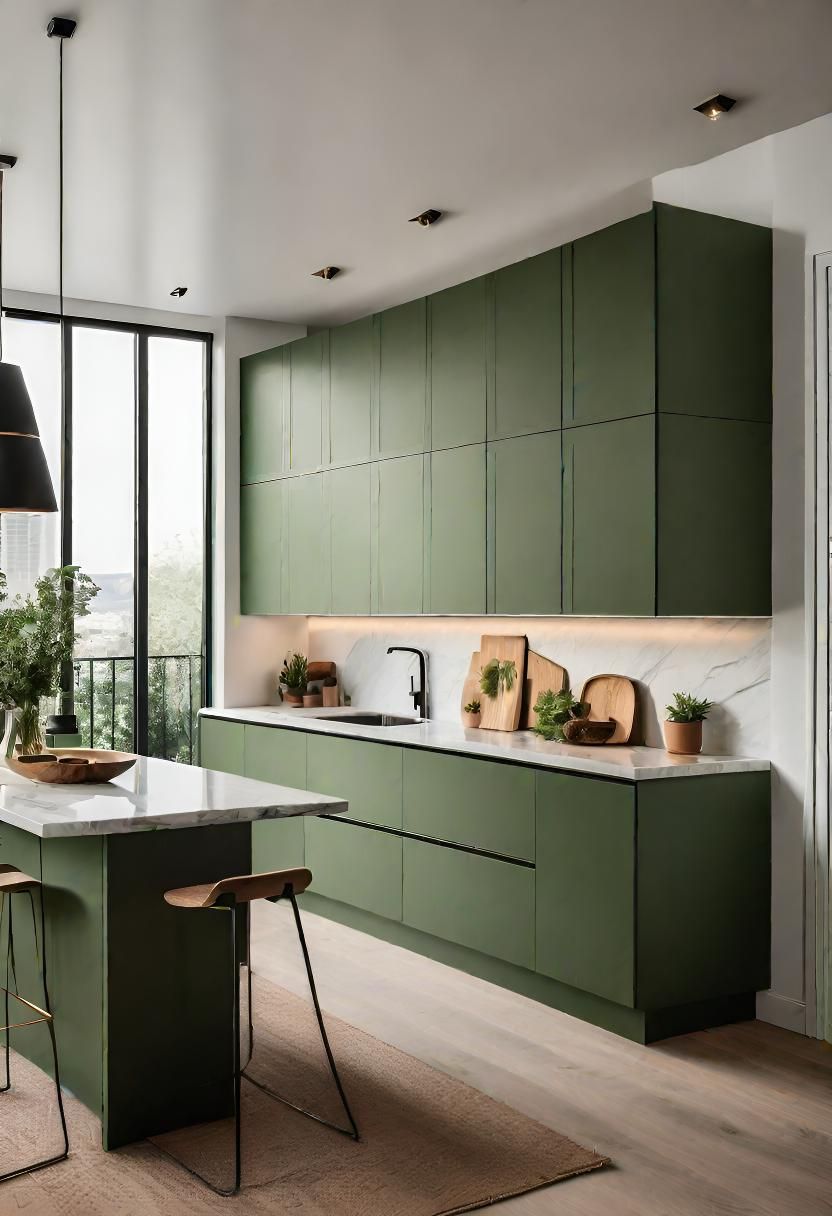 7. Pea Green Kitchen Cabinet Ideas
