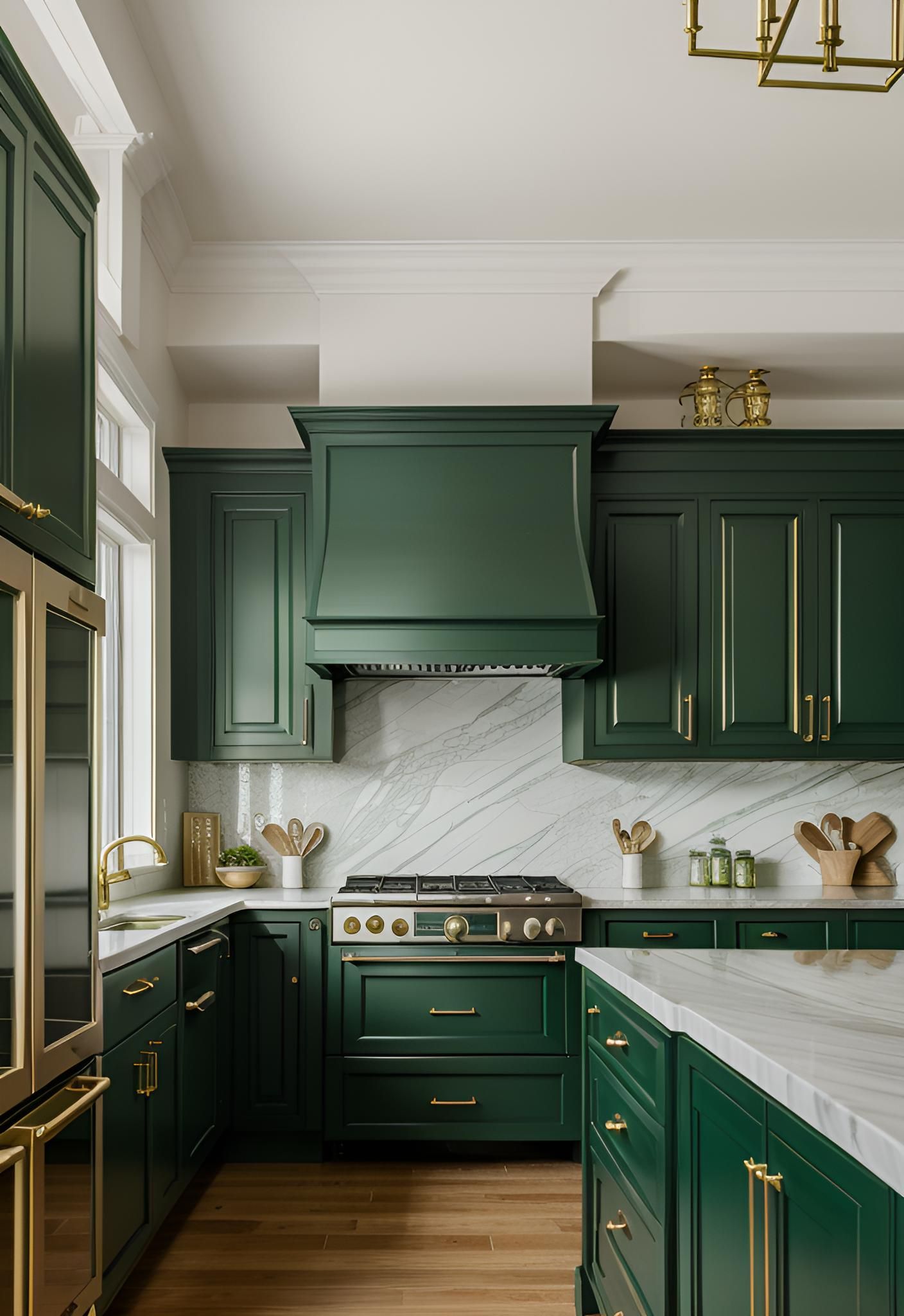 9. Emerald Green Cabinets for Luxury Kitchens