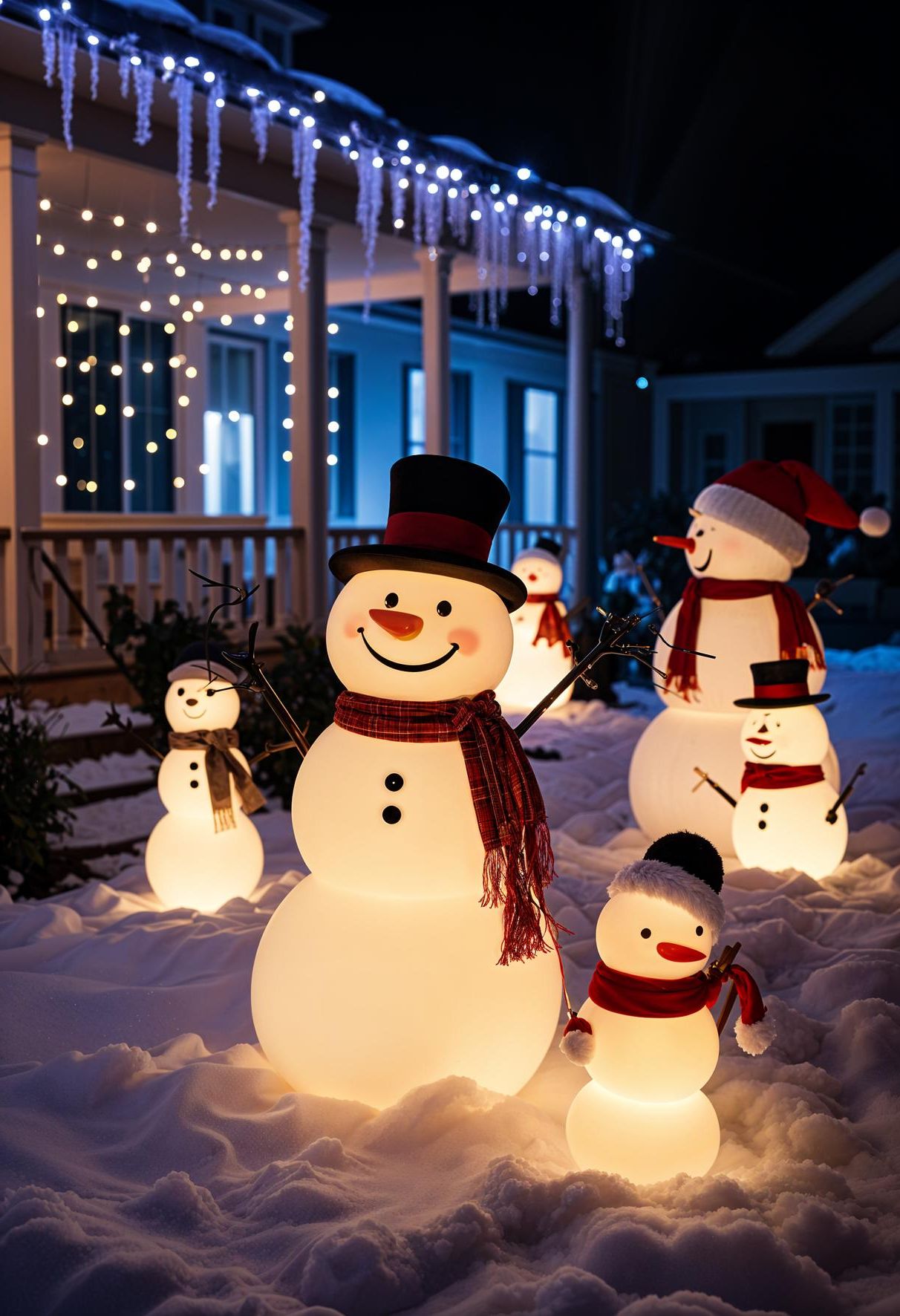 3. Icicle Lights and Roofline Decor