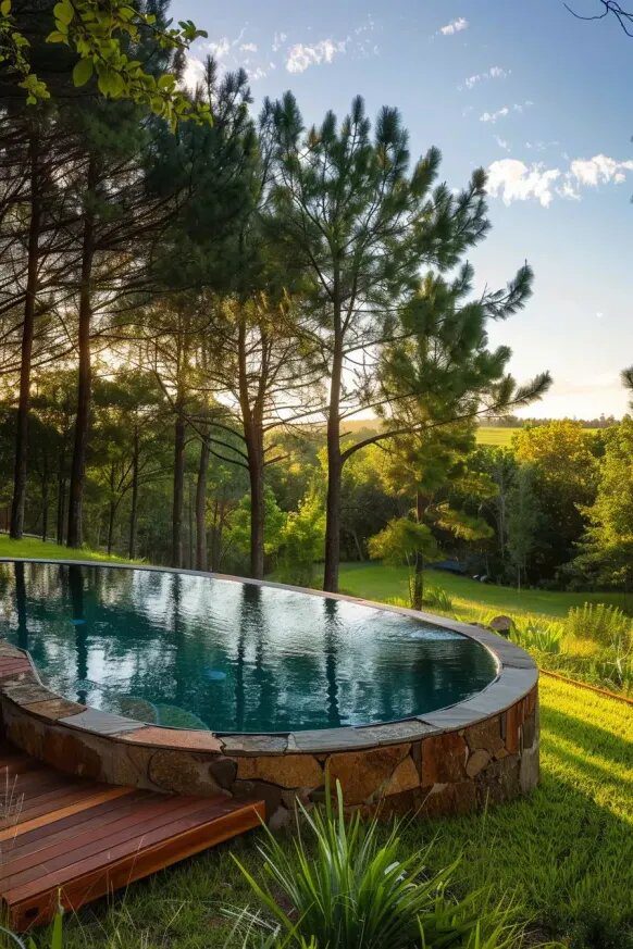 11. A Semi Inground Pool Set in Enchanting Woodland