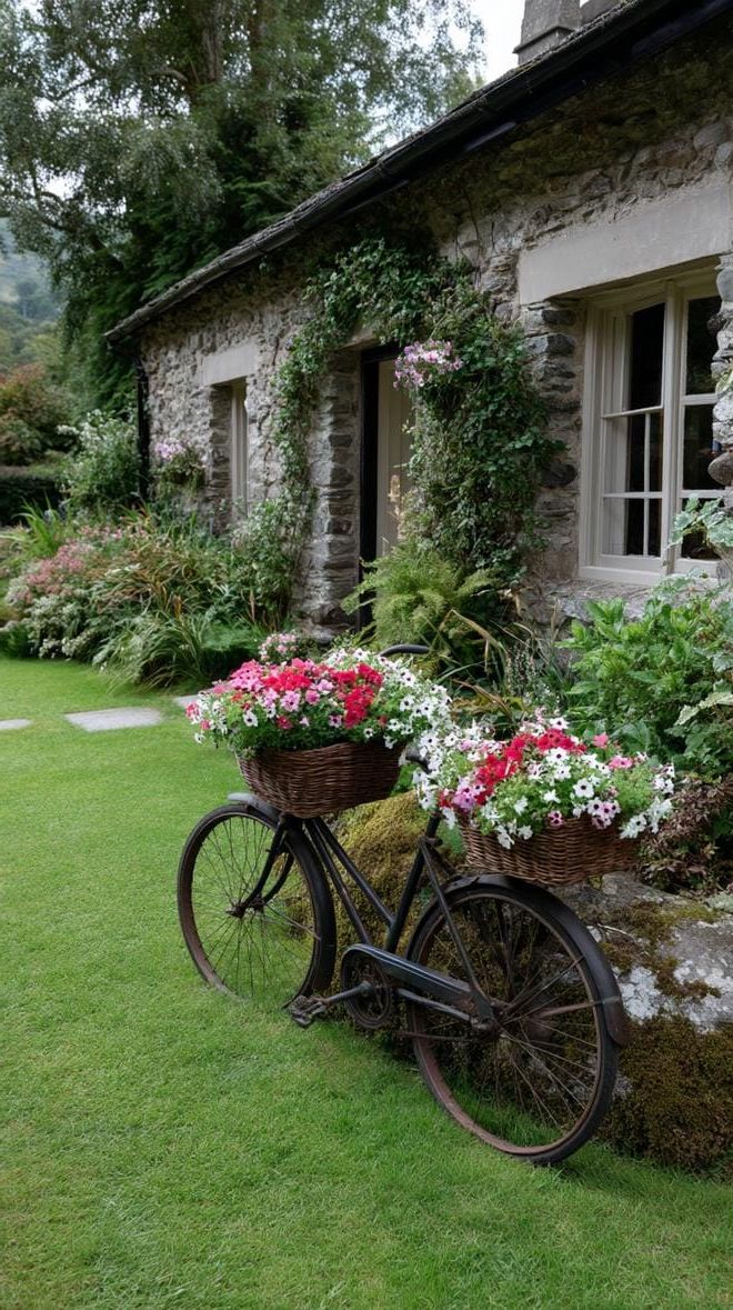 1. Turn an Old Bicycle Into a Flower Display - photo 2