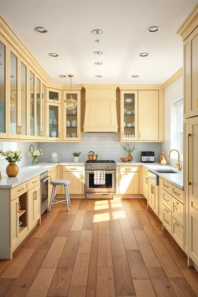 Soft Pastel Yellow Cabinets for Modern Kitchens