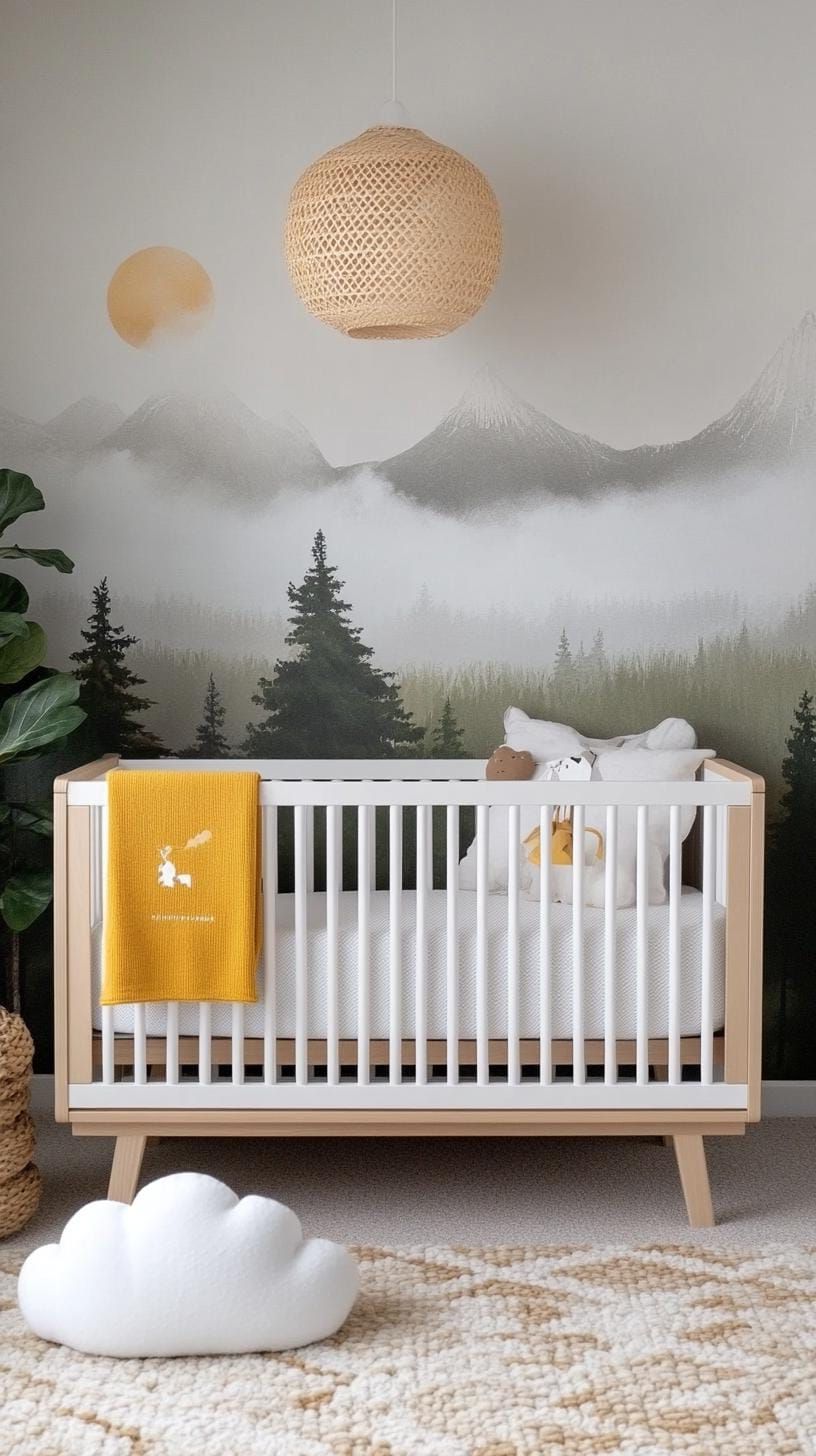 10. Misty Meadow Nursery in Pale Gray and Cloud Motifs - photo 2