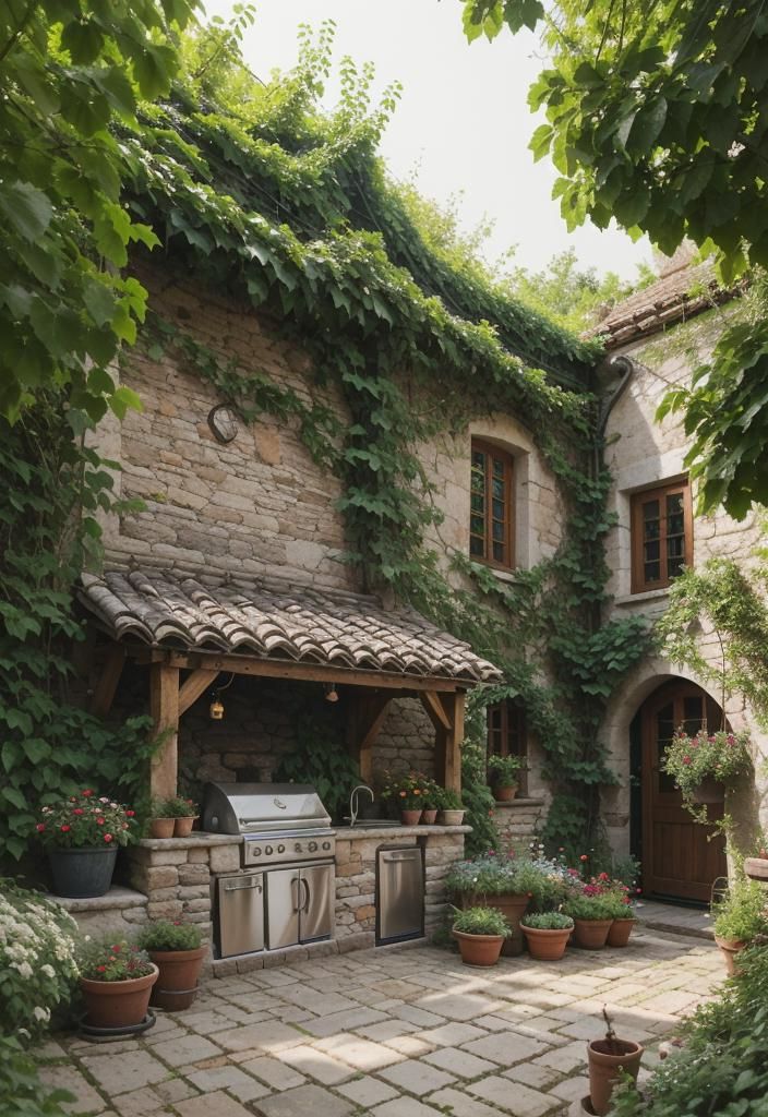 31. A Vine-Covered Secret Garden Kitchen