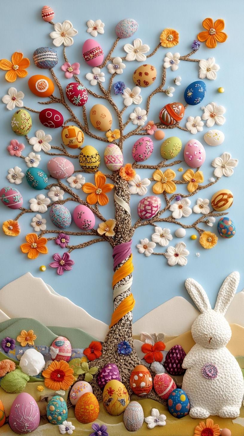 15. Colorful German-Style Easter Egg Tree