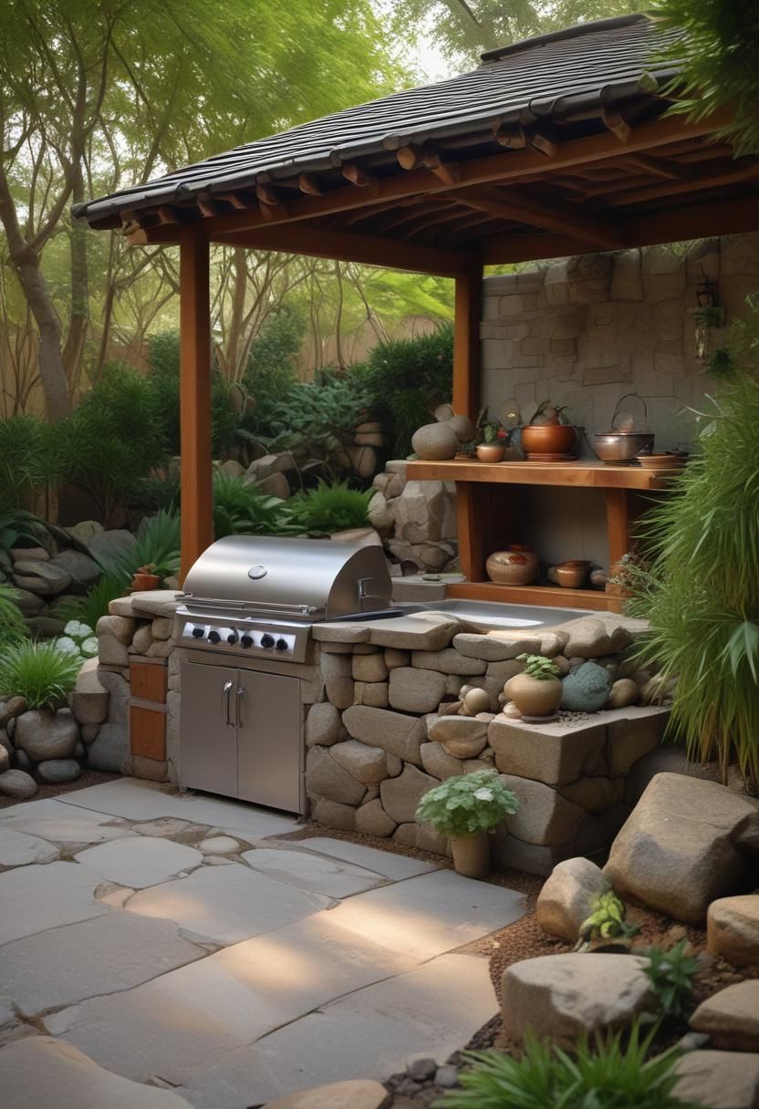 10. Zen Garden Kitchen with Koi Pond