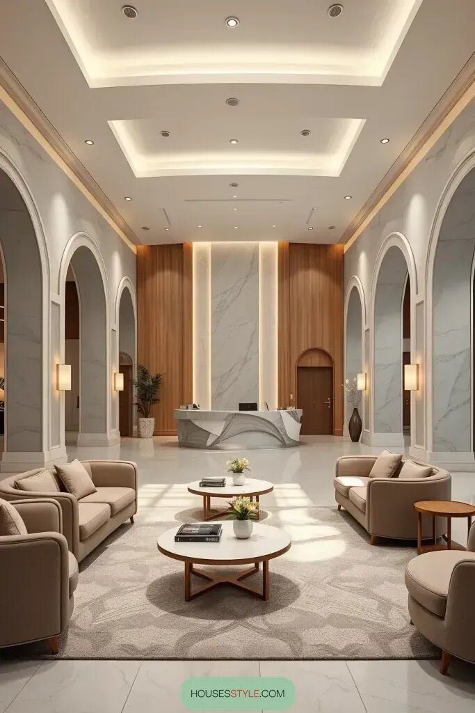 Curved Lines in Modern Minimalist Lobbies