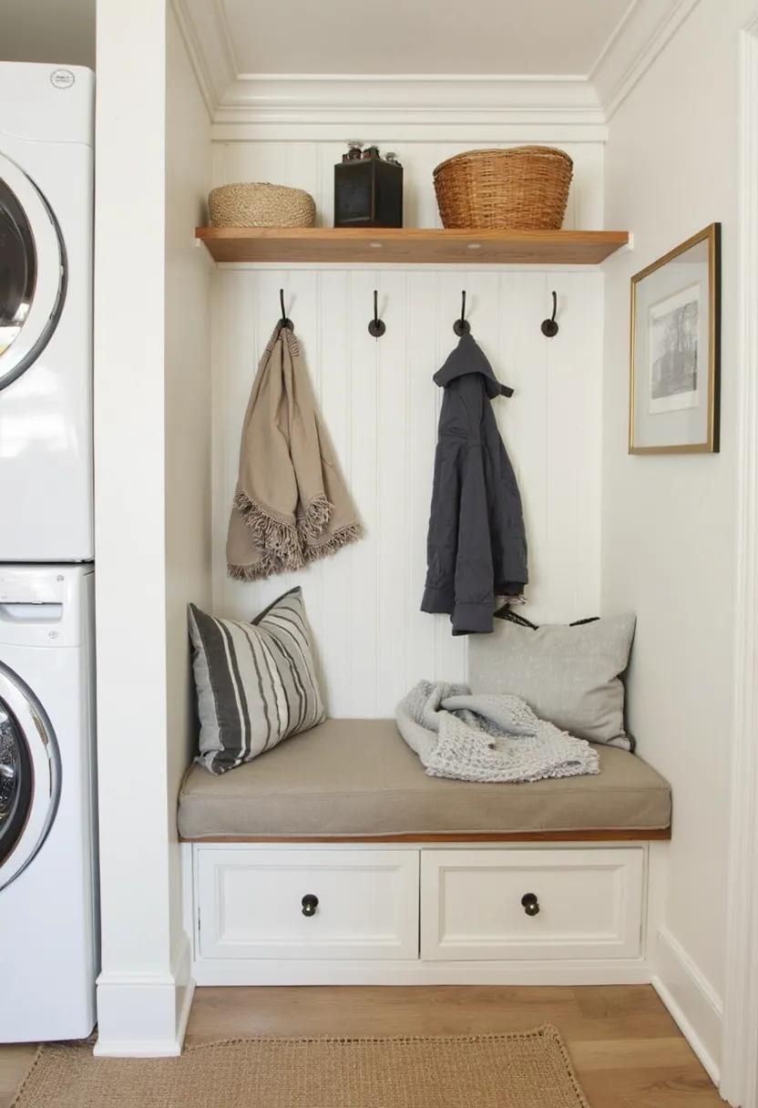 8. Compact mudroom and laundry combo with built-in bench - photo 2
