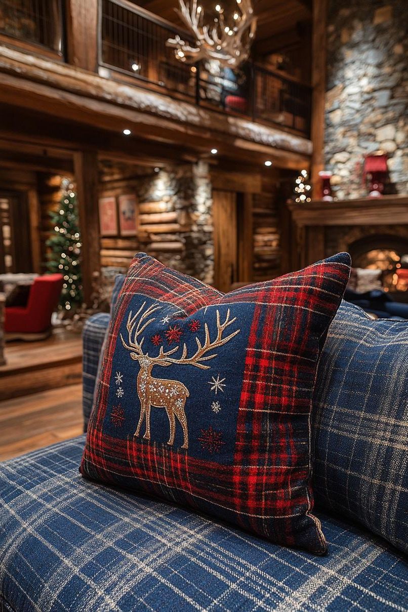21. Embroidered Plaid Pillowcases for Christmas