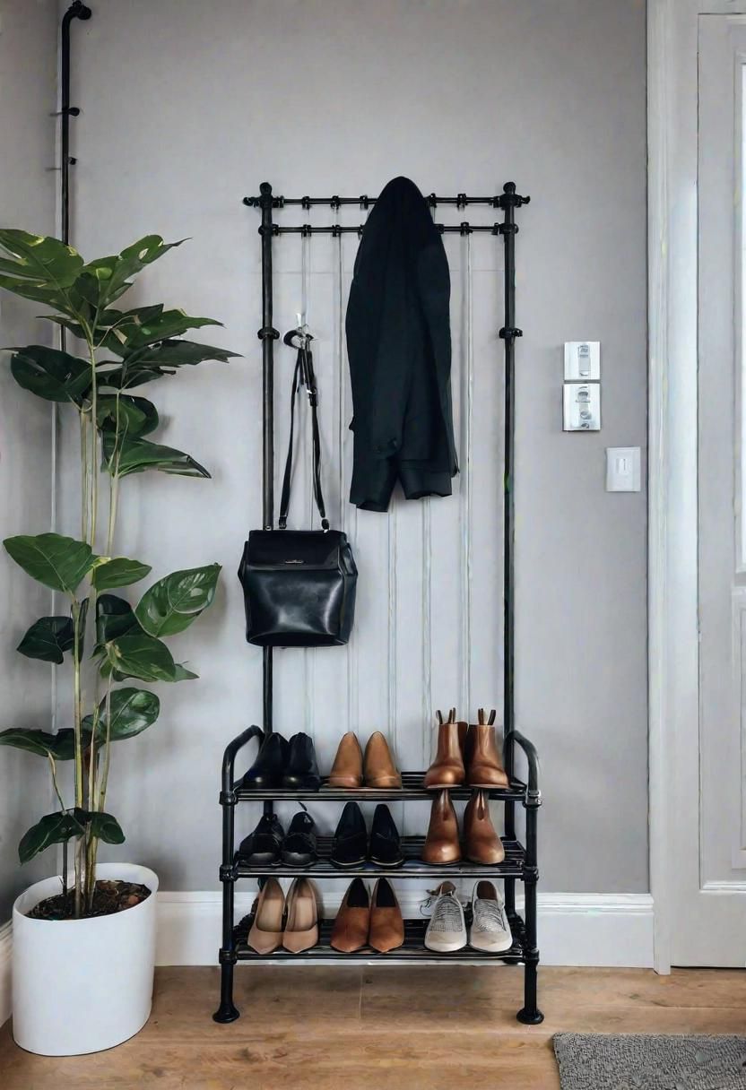 11. Industrial Pipe Shoe Rack Ideas