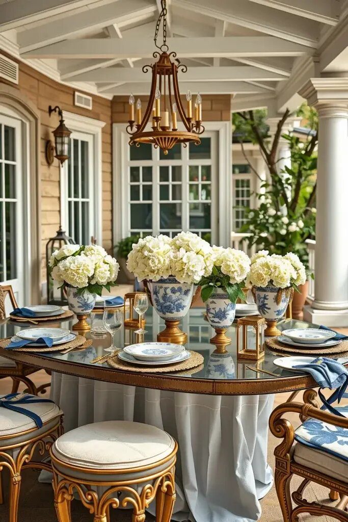 Blue and White Porcelain on the Patio Table