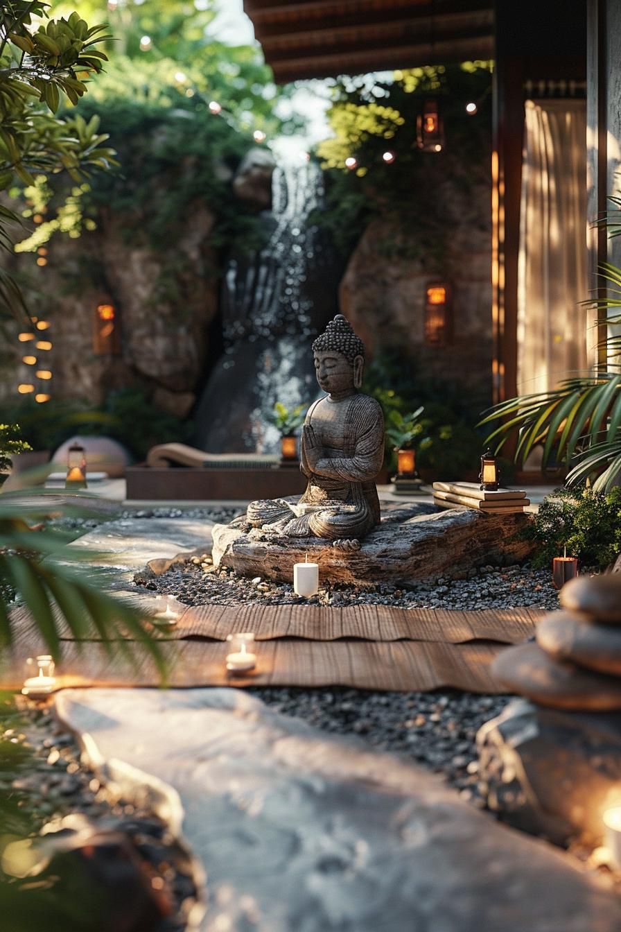 20. Yoga Patio with Water and Sculpture