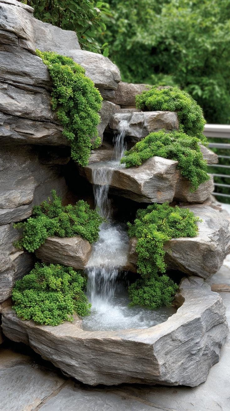 6. Rock Waterfall Surrounded by Greenery - photo 3