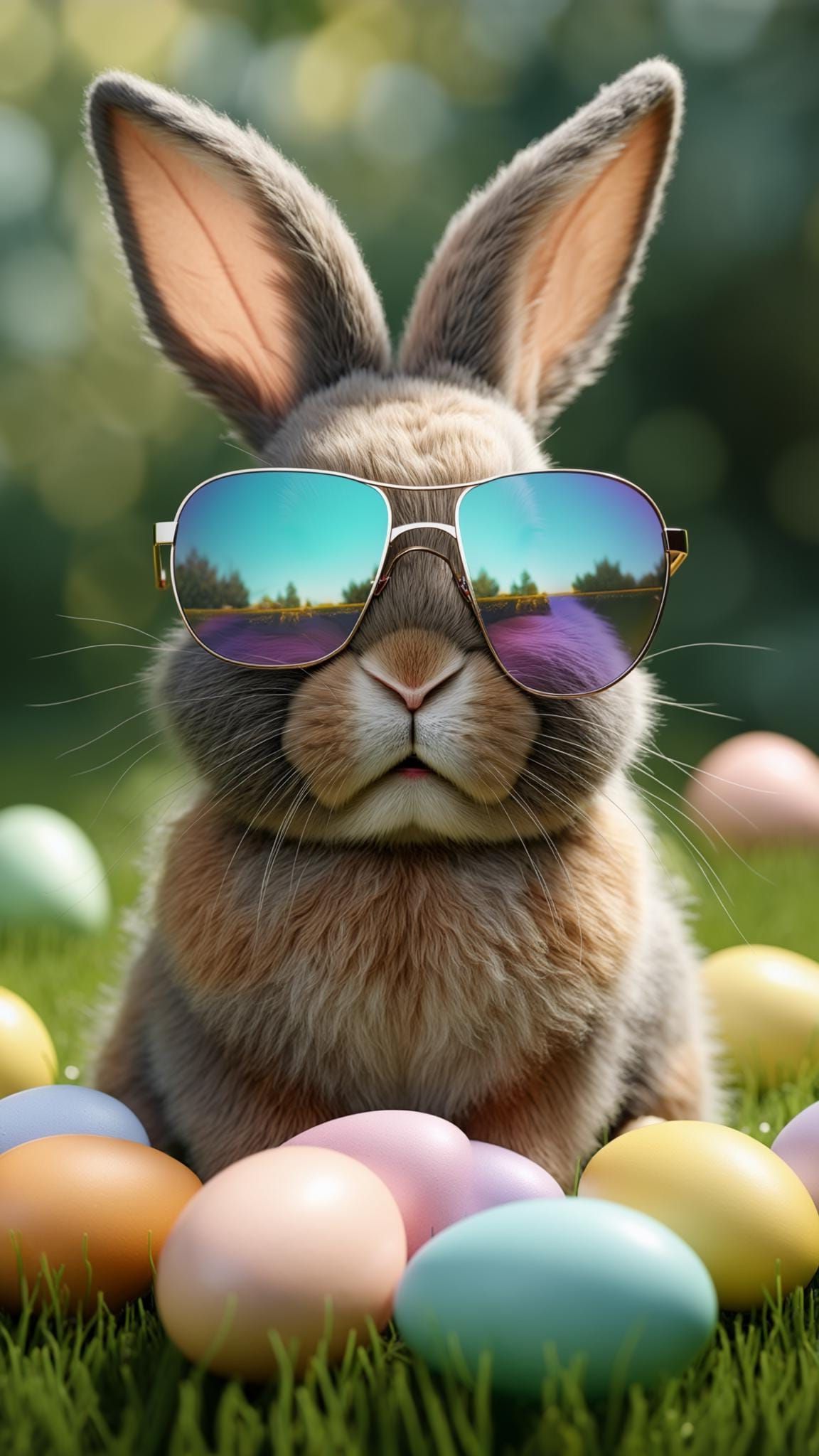 18. Sunglasses-Wearing Bunny On Easter Eggs