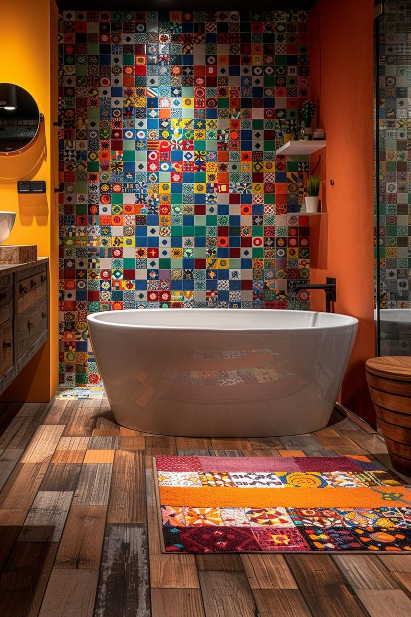 15. Bright Mosaic Tile Bathroom Ideas