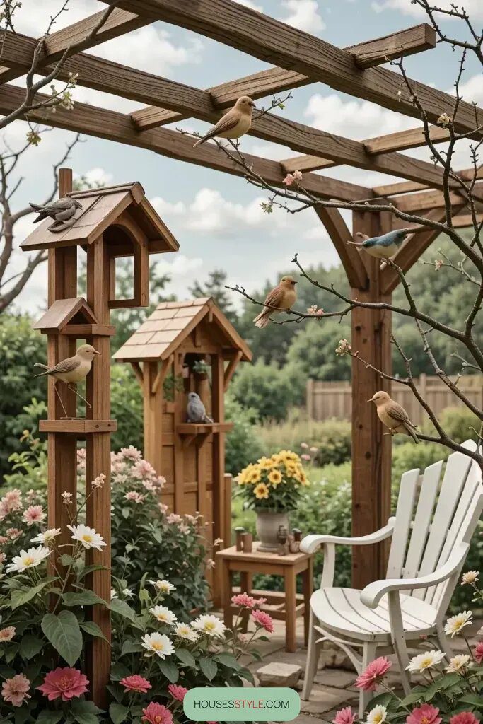 Playful Bird Figures Perched on Branches