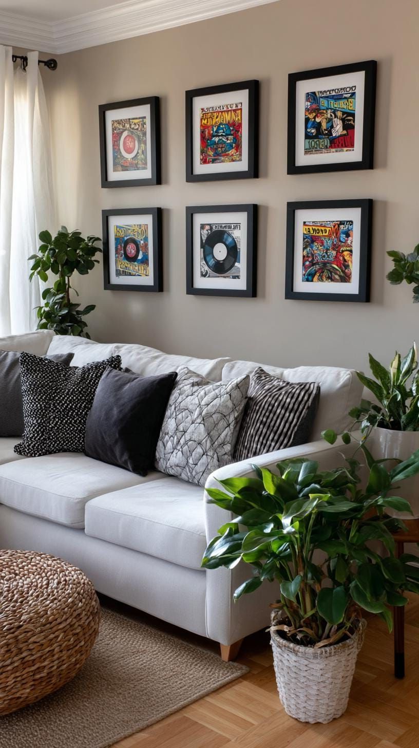27. Framed Vintage Vinyl Record Cover Display