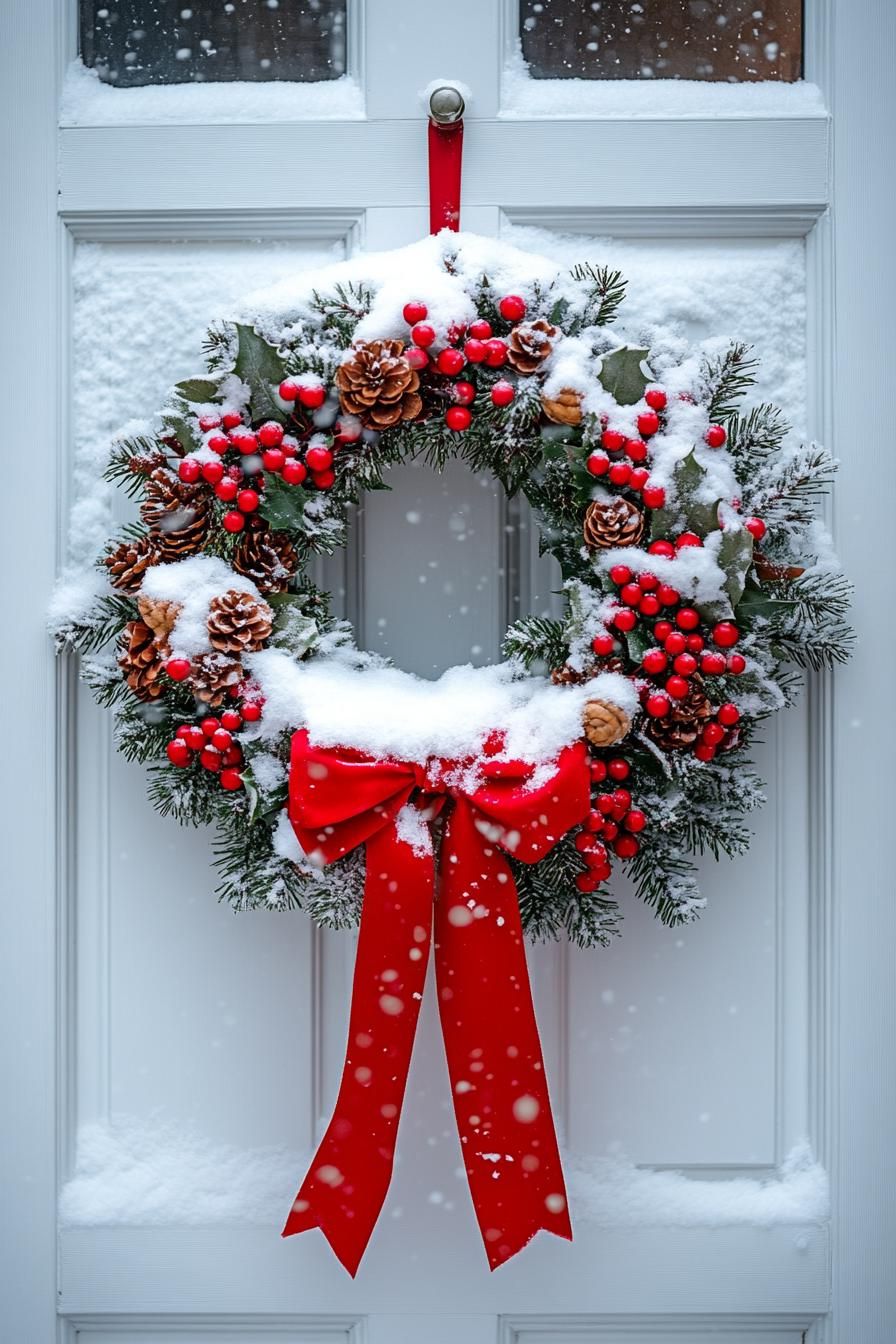 7. White Christmas Wreaths with Red Accents - photo 3