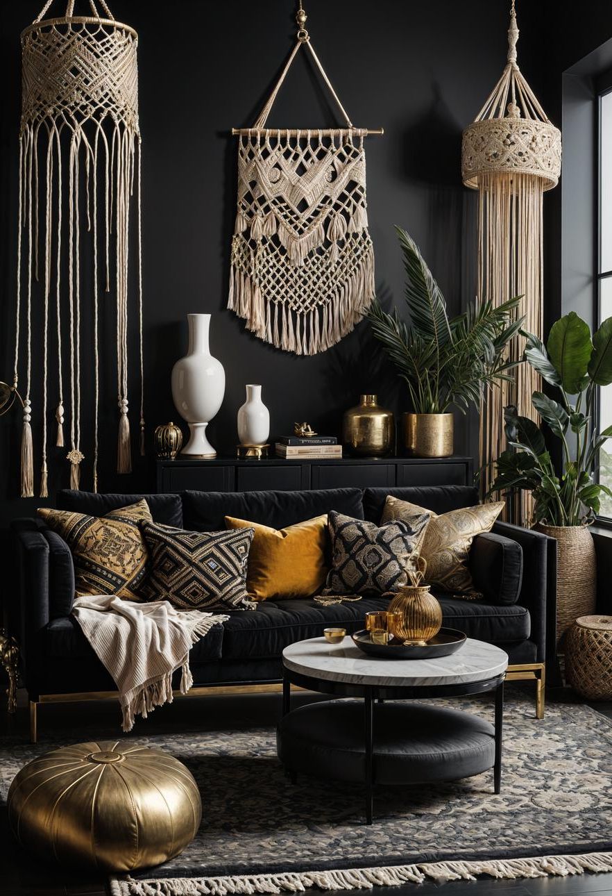 23. Noir Chic Boho Living Room - photo 2
