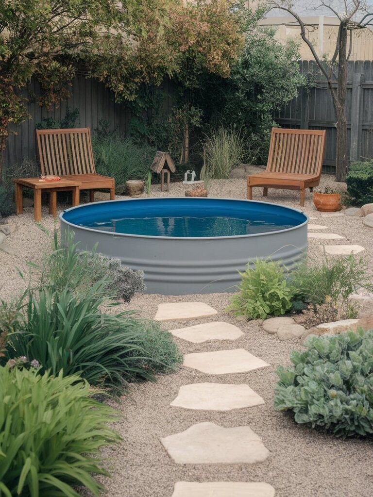 9. Farmhouse-Style Stock Tank Pool