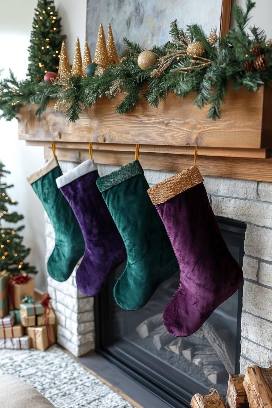 4. Jewel-Tone Velvet Christmas Stockings - photo 2