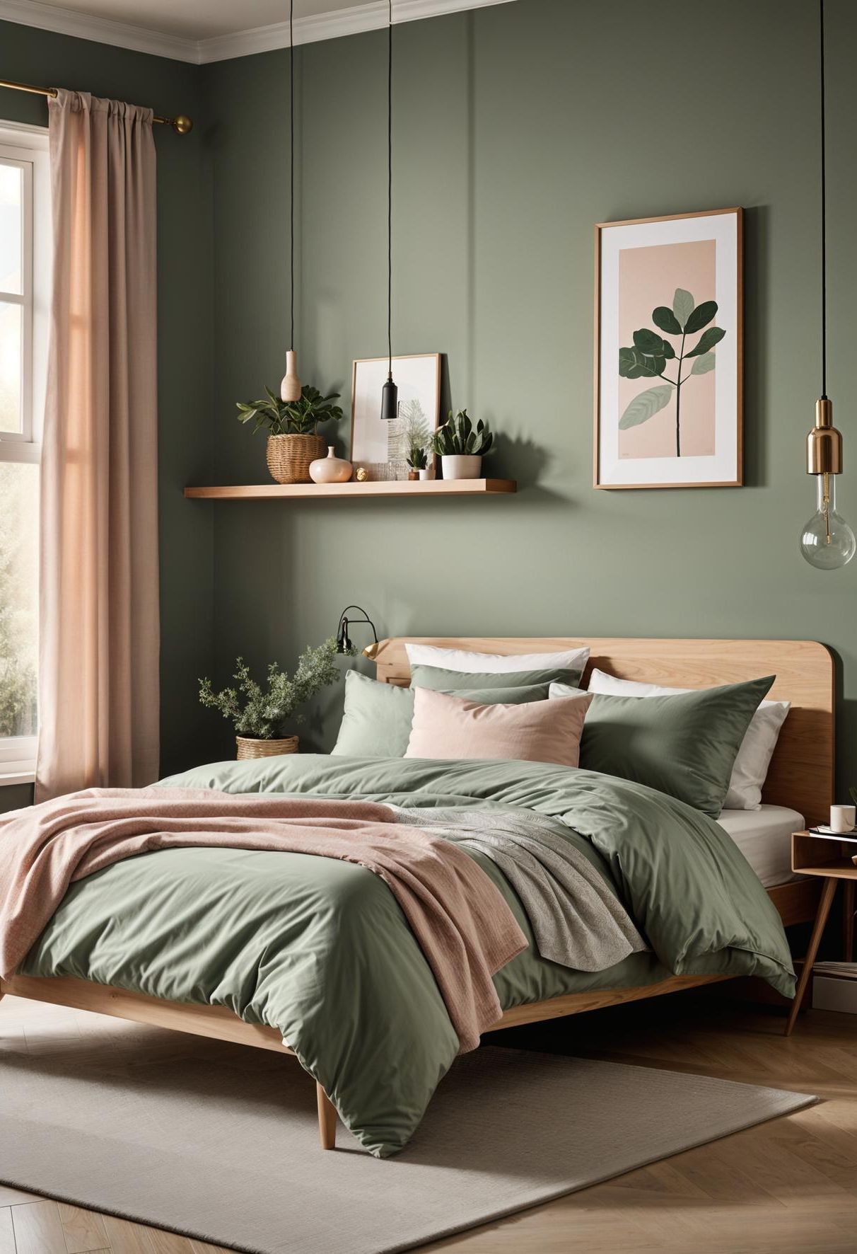 21. Scandinavian-Style Sage Green Bedroom - photo 2