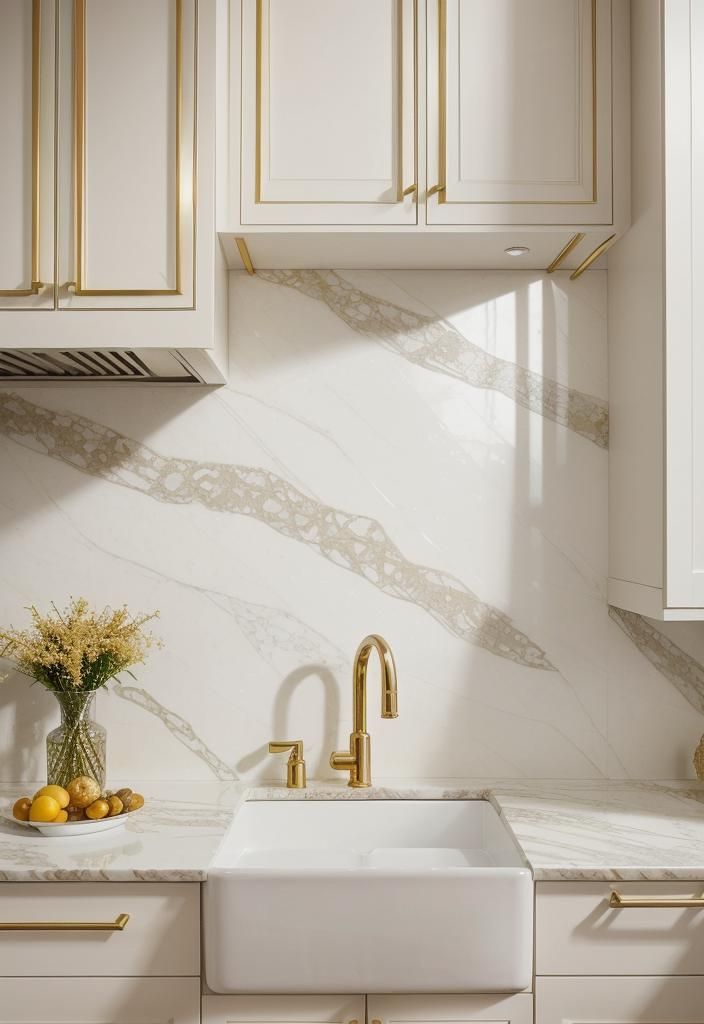 18. Marble and Gold Backsplash Looks