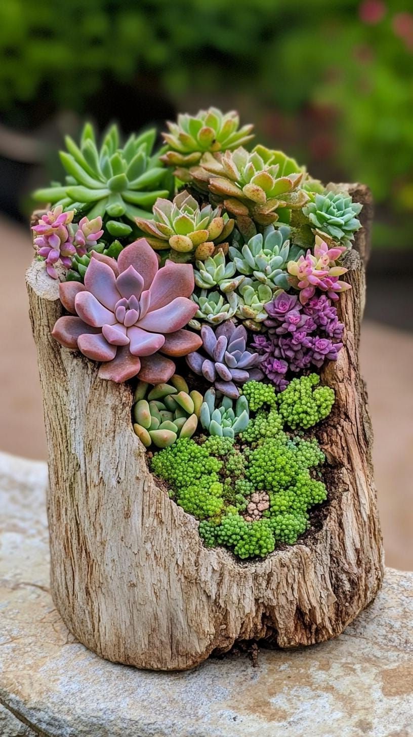12. Rustic Log Planter for Succulents - photo 2