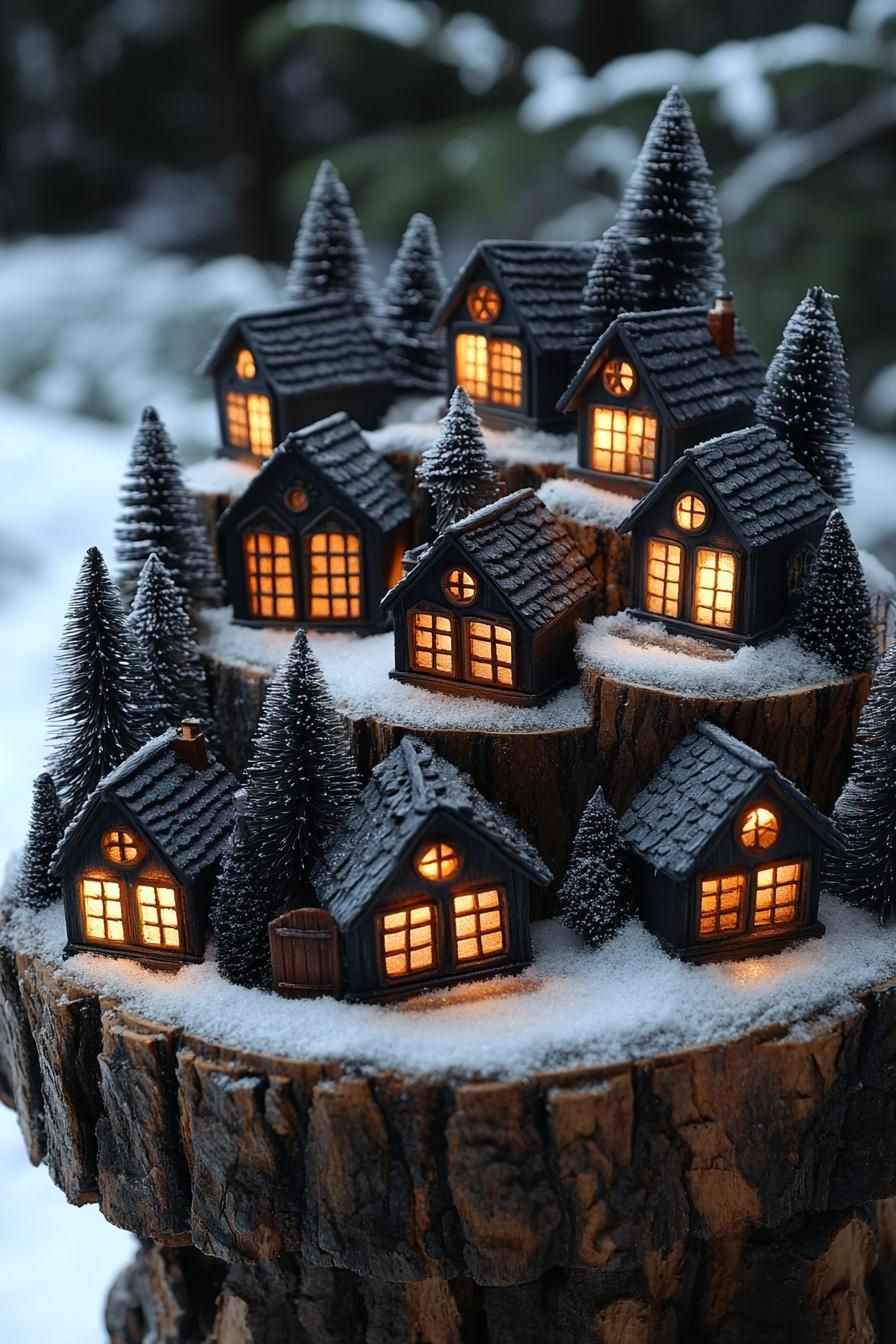 8. Moody Winter Village Displays