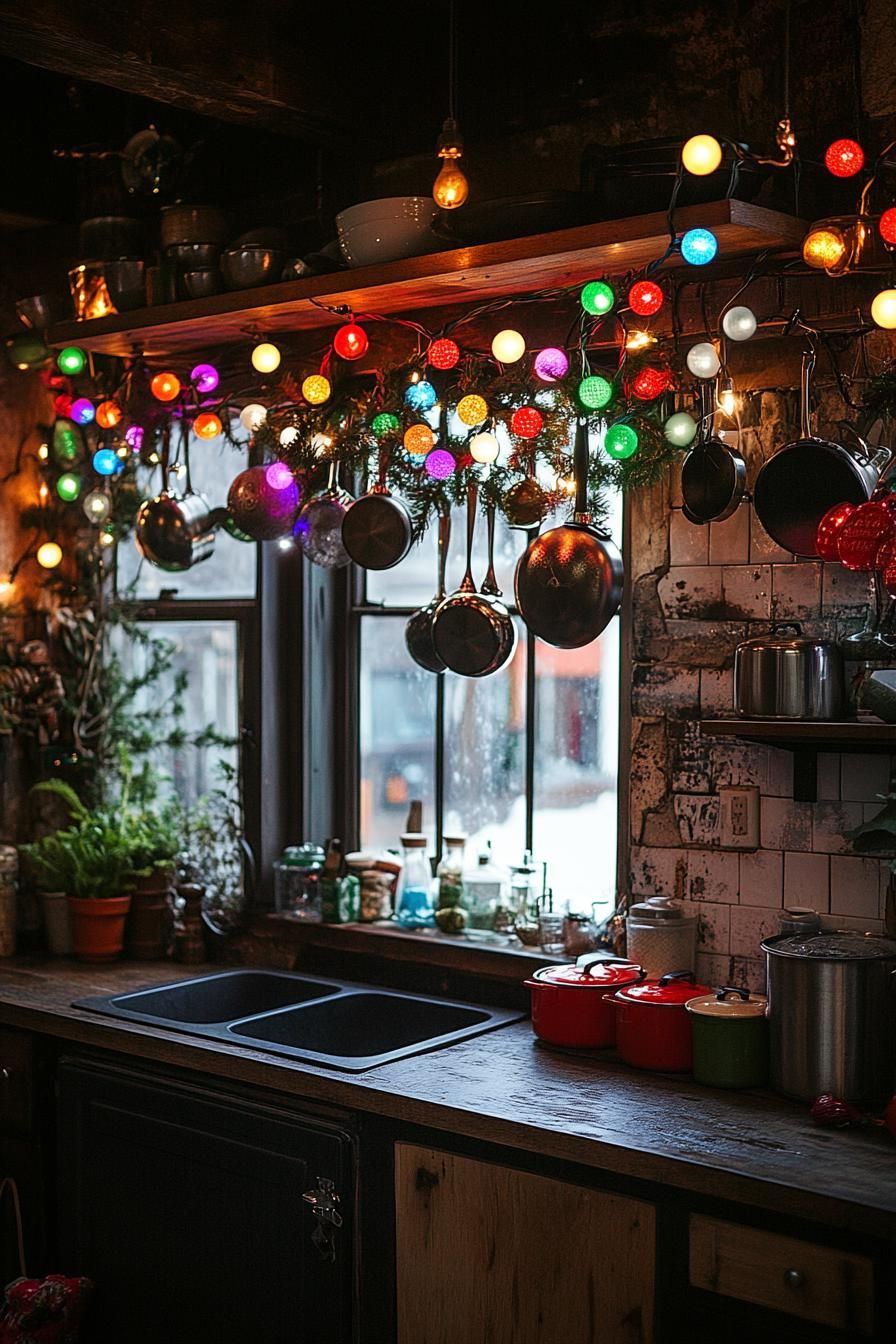 3. Festive Lights on Hanging Rack