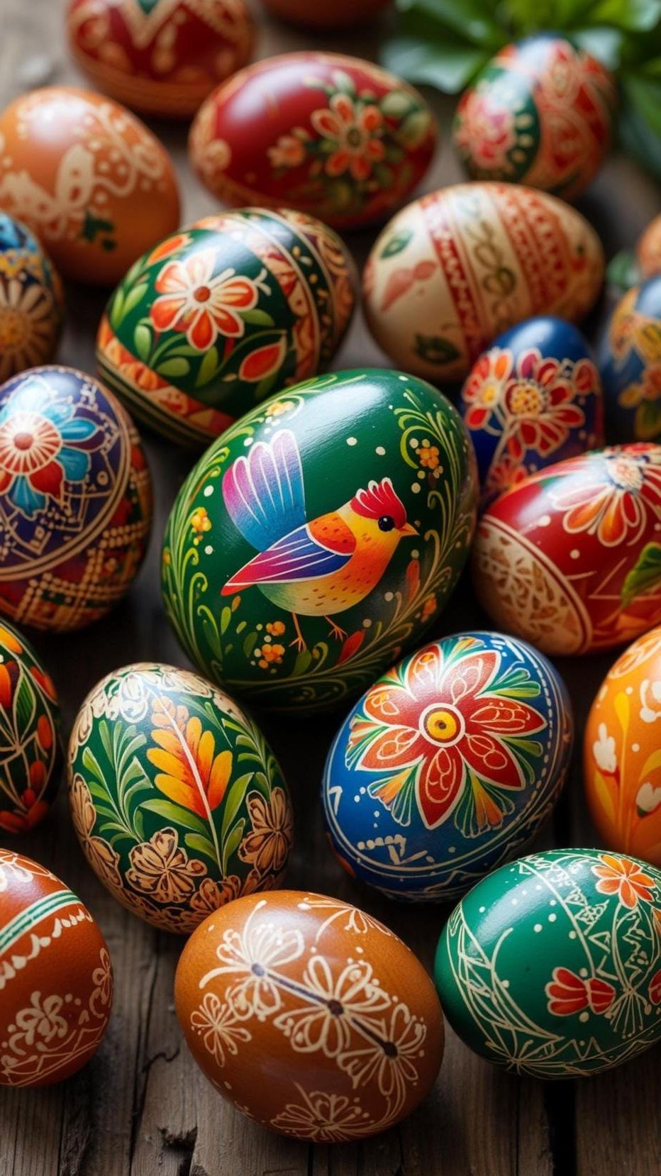 5. Folk Art Style Wooden Easter Eggs