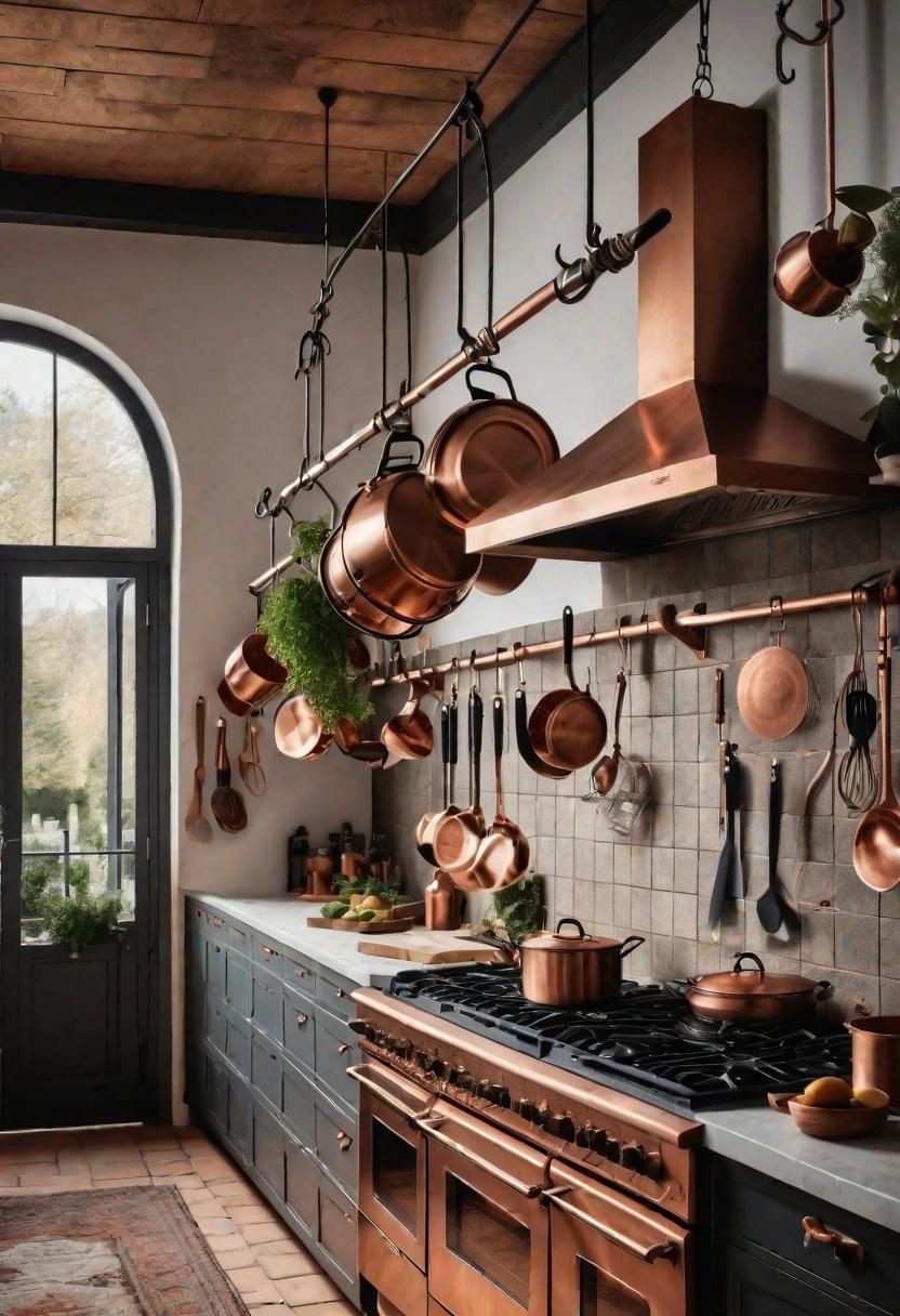 15. Rustic Pot Racks as Kitchen Storage