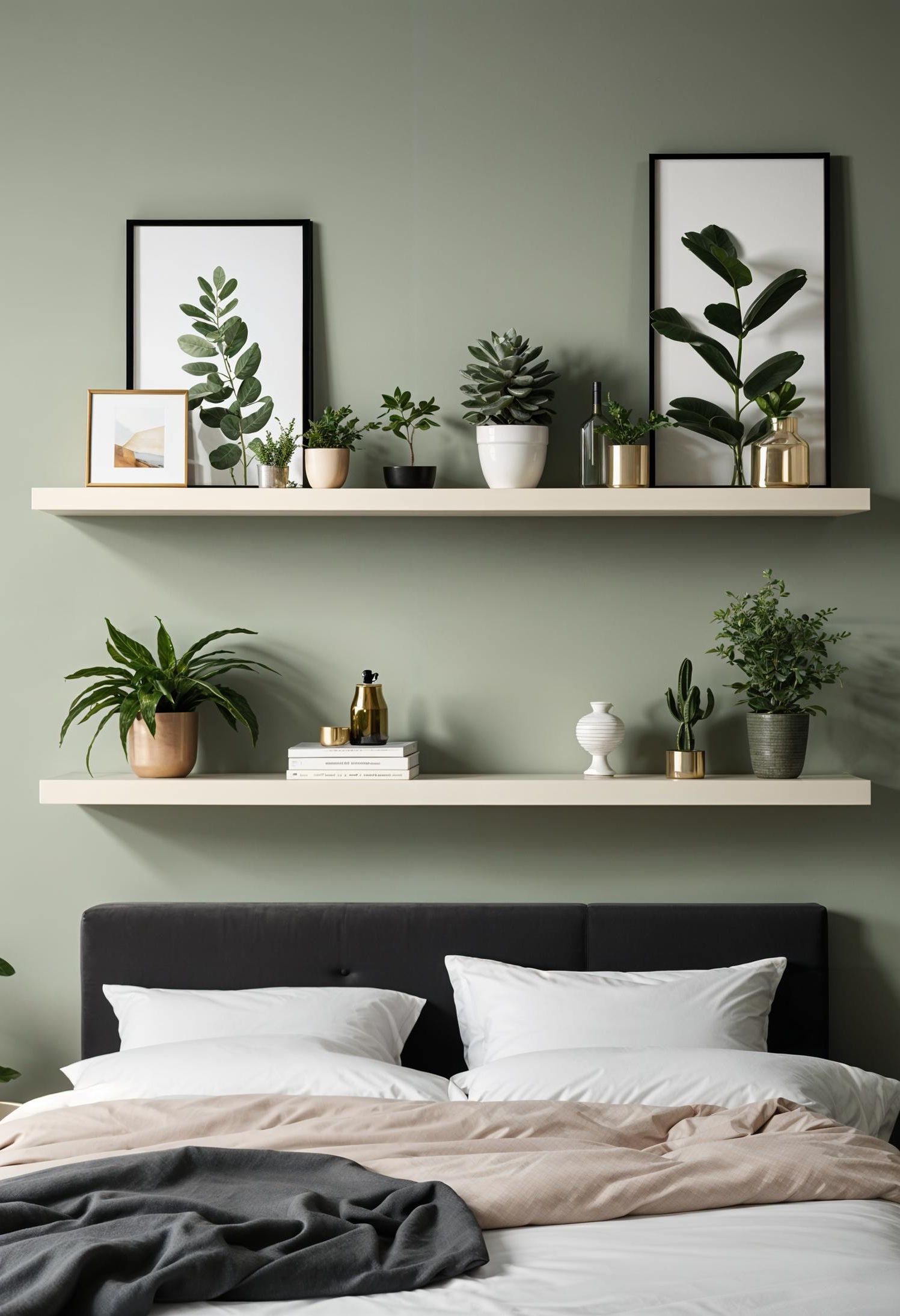 11. Sage Wall Shelves for Display