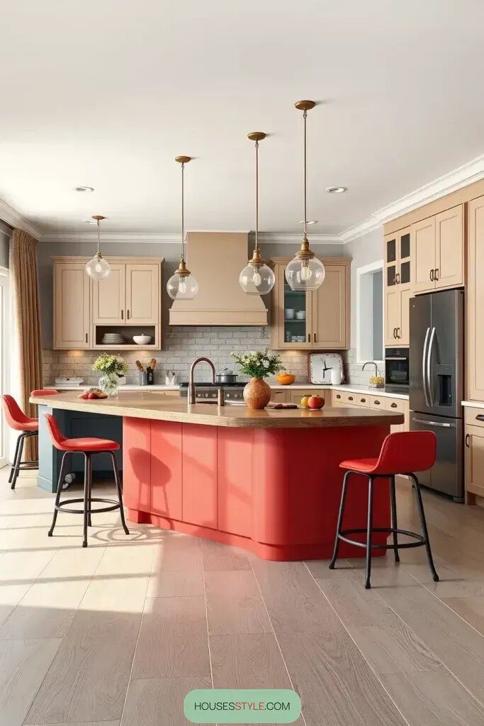 Red Kitchen Islands as a Focal Point - photo 2