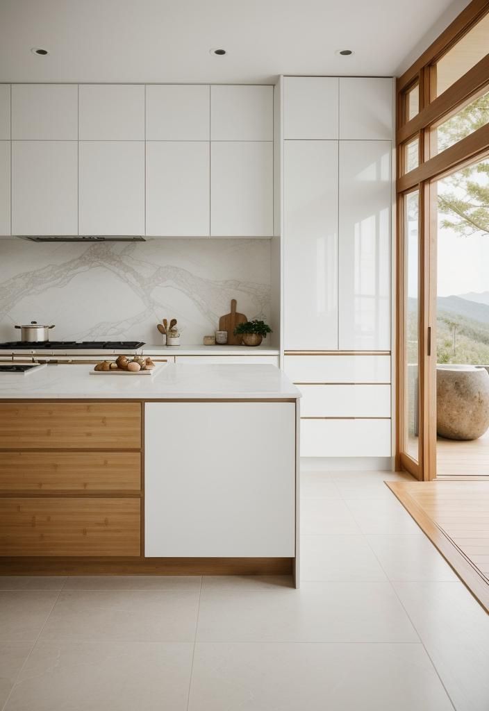 12. Calming Zen White Kitchen