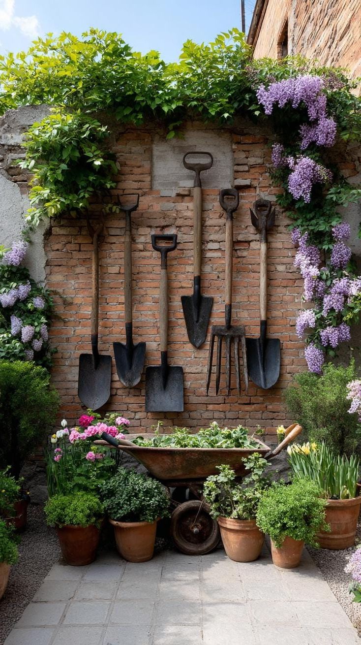 23. Giving Old Garden Tools New Life as Wall Decor