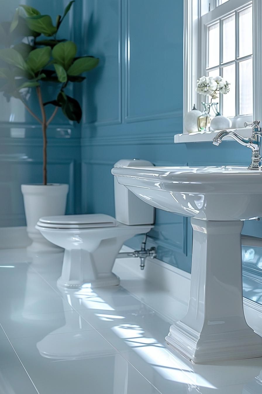 13. Serene Crystal Blue Bathroom Ideas