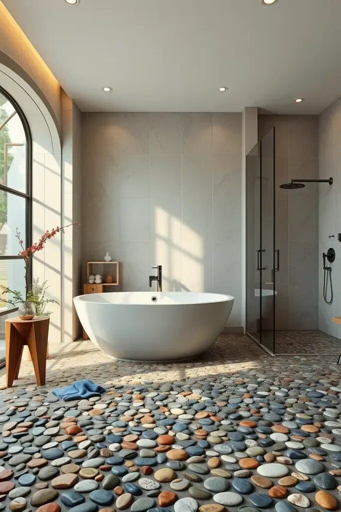Experience the Comfort of Pebble Tile Flooring for a Soothing Foot Massage - photo 2