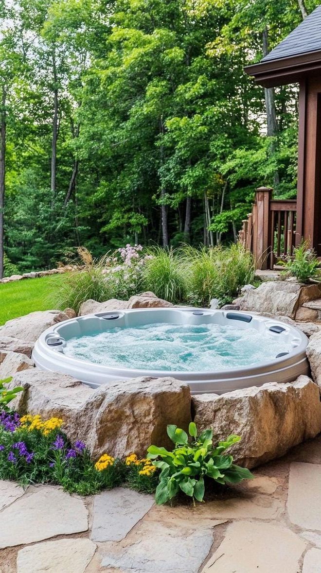 6. Natural stone landscaping around a hot tub - photo 2