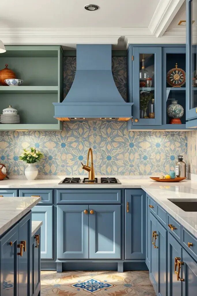 Dramatic Sage and Blue Backsplash Tile Ideas