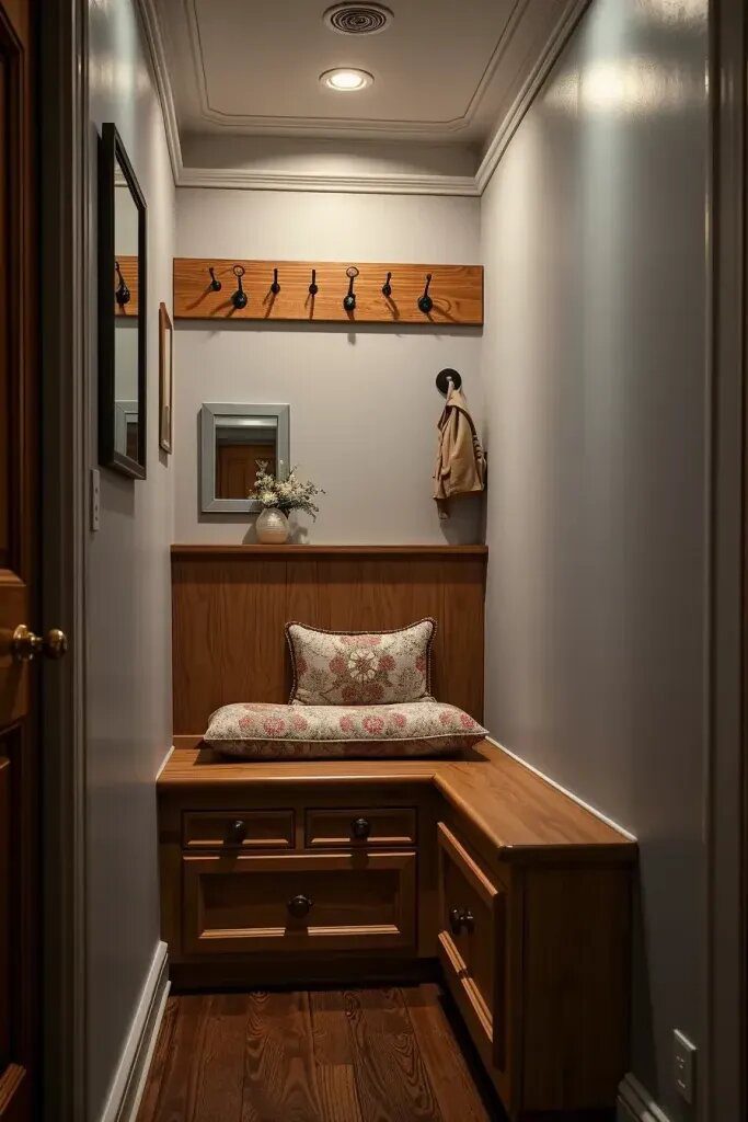 Hallway Seating That Doubles as Storage