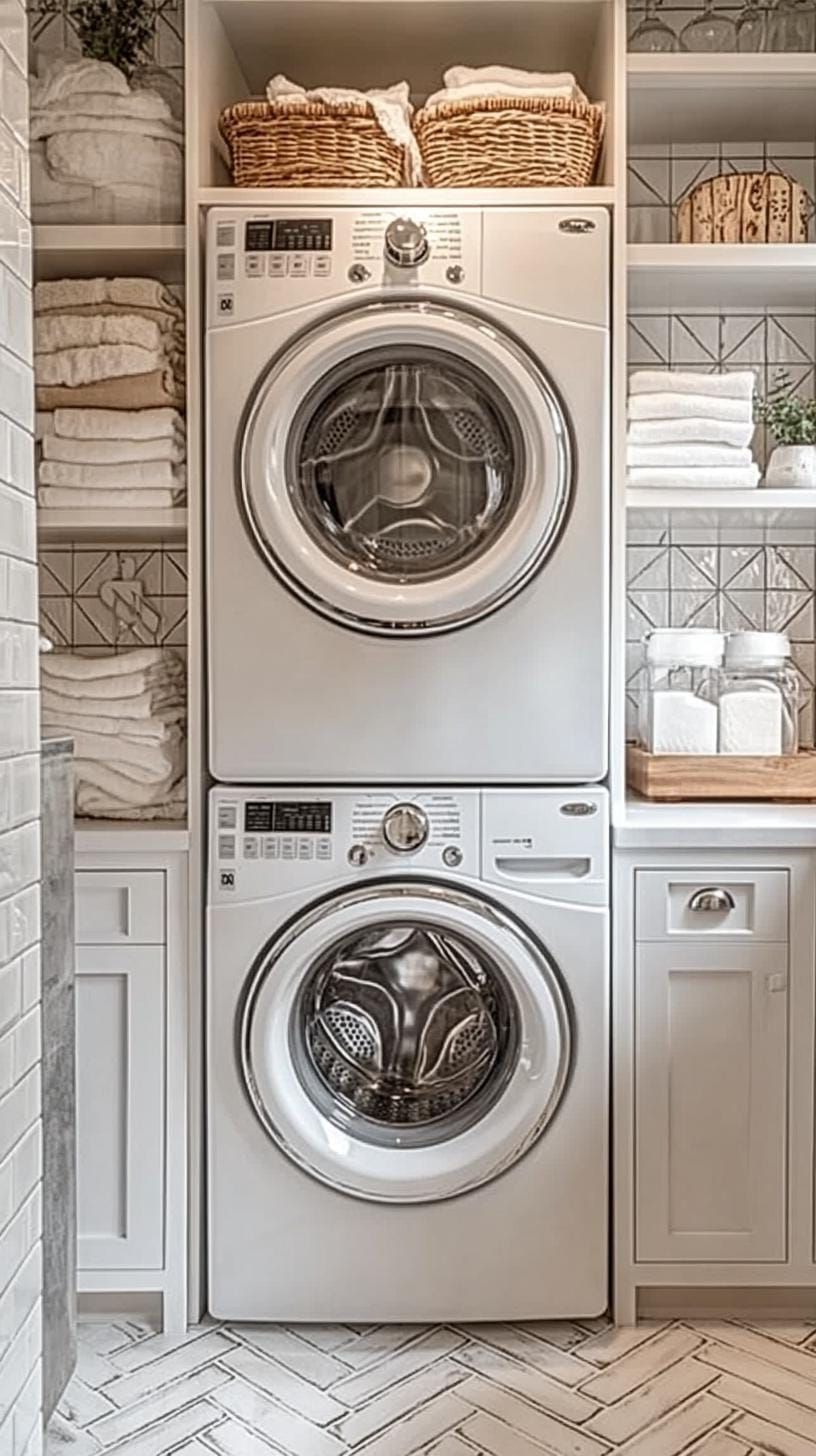 18. Classic white shaker cabinets over herringbone tile floors - photo 3