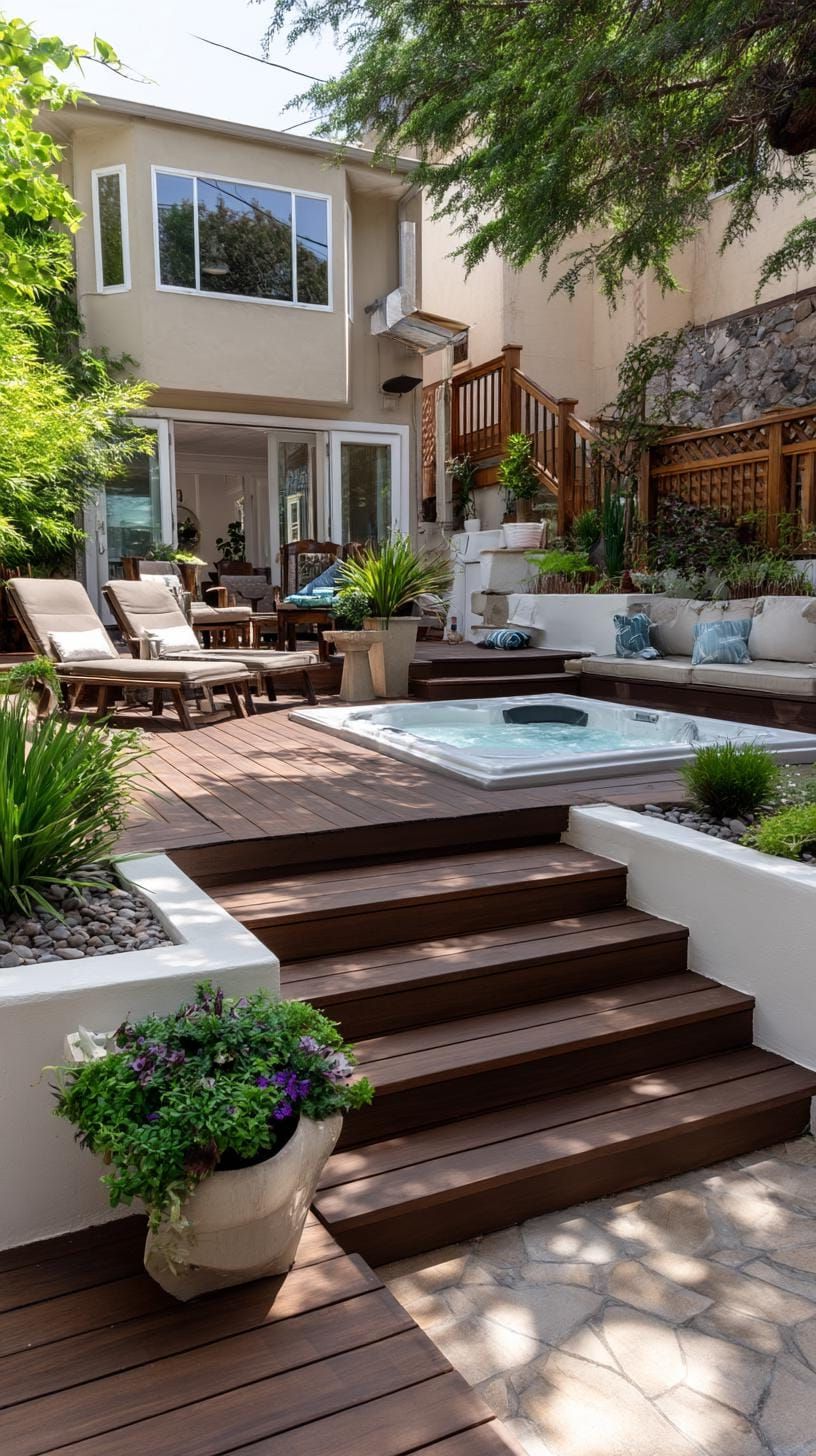 8. A Lovely Deck with a Cozy Sunken Hot Tub