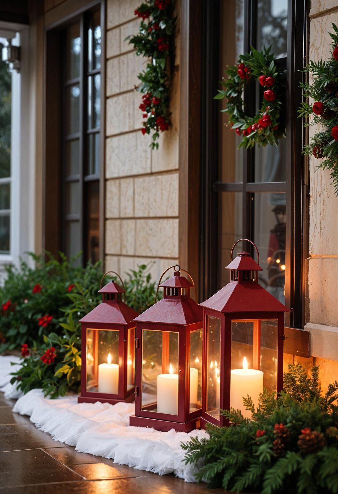 10. Porch Decor with Red Lanterns and White Candles - photo 2