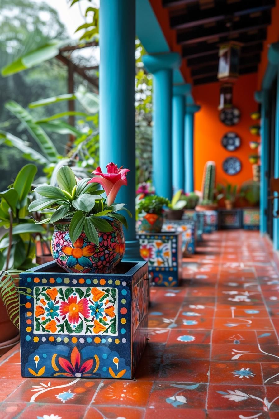 9. Vibrant Folk Art Planters