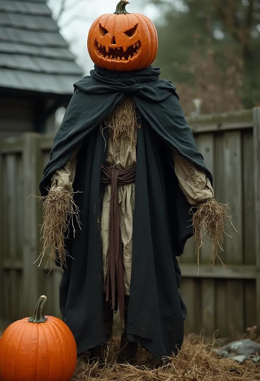 14. Tattered Scarecrow Halloween Decor