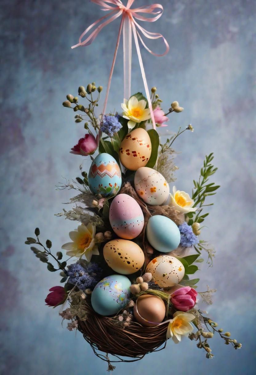 22. Egg Ornaments with Pressed Flowers