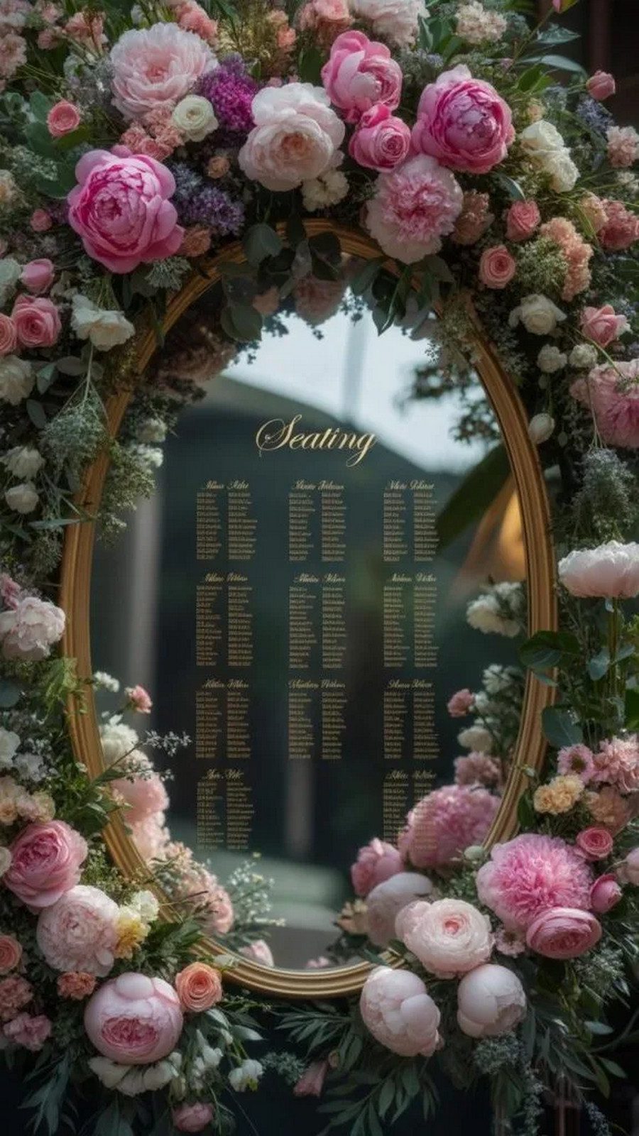 7. Floral Mirror Seating Chart Display