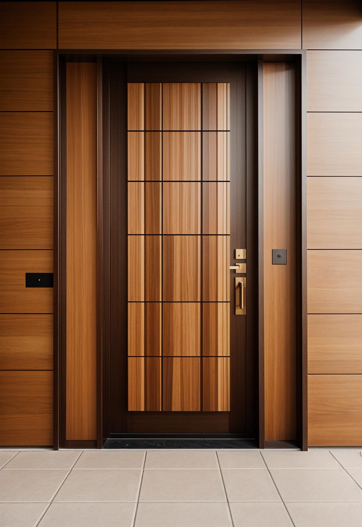 8. Asymmetrical Wood Strip Door Design - photo 2